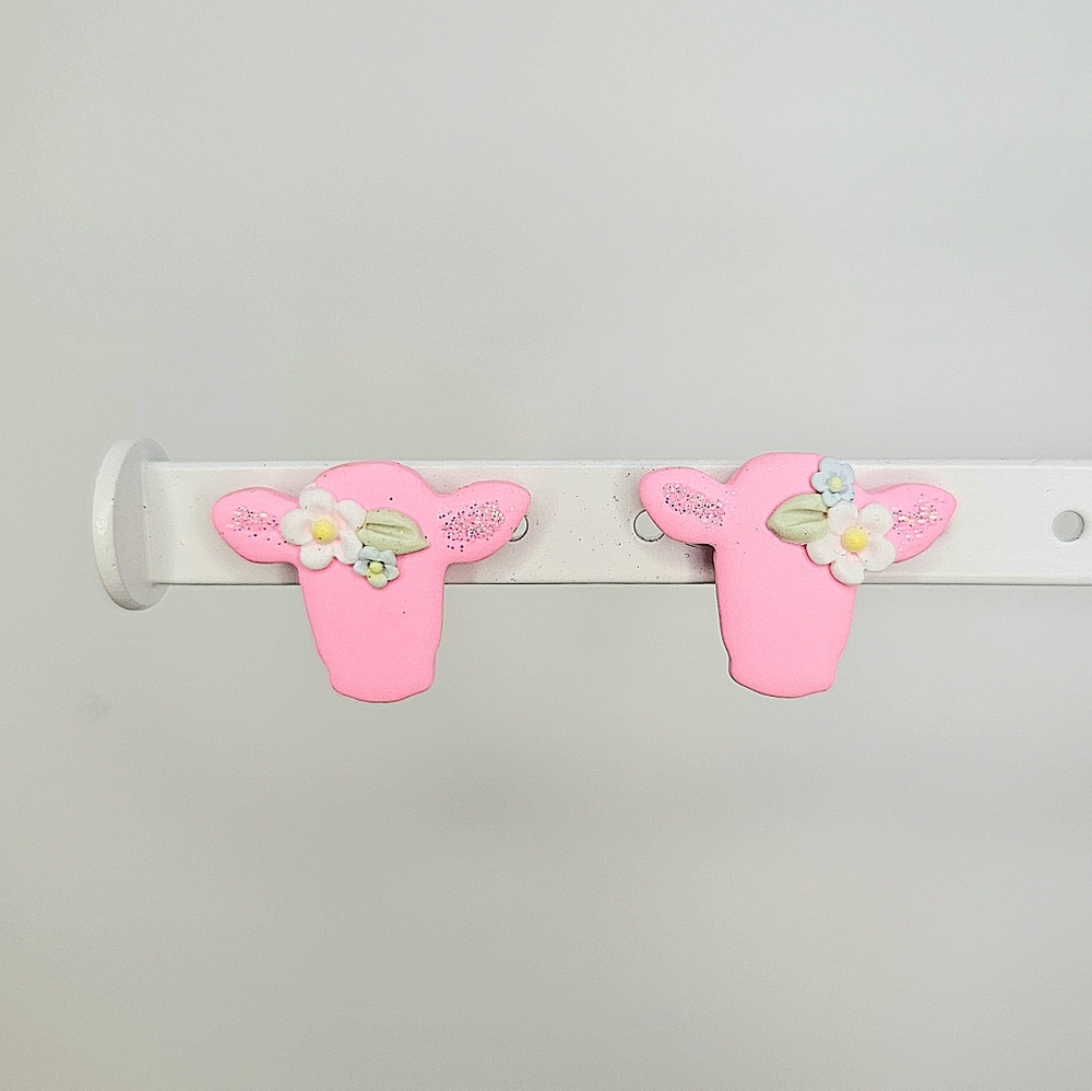 Handmade Polymer Clay Cow Earrings